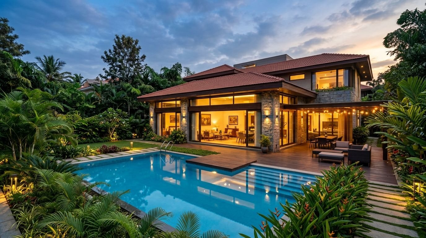 Spacious Villa with Private Pool & Garden in Whitefield, Bangalore